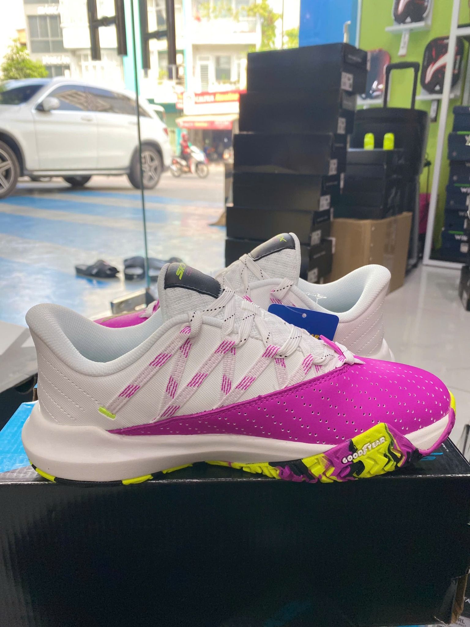  Giày Skechers Viper Court Rally - Trắng Tím 