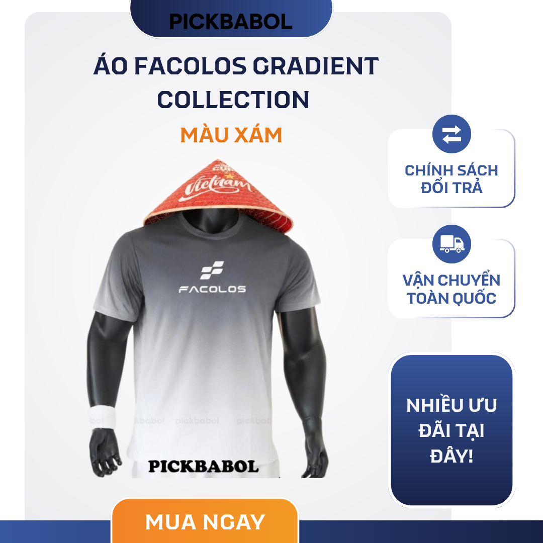  Áo Thi Đấu  Pickleball Facolos Gradient Collection - Xám 
