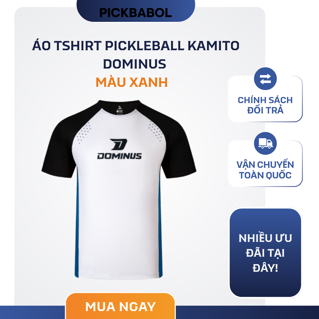  Áo Tshirt Pickleball Kamito Dominus Xanh 