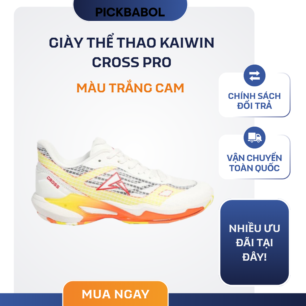  Giày thể thao KaiWin Cross Pro - Màu trắng cam 