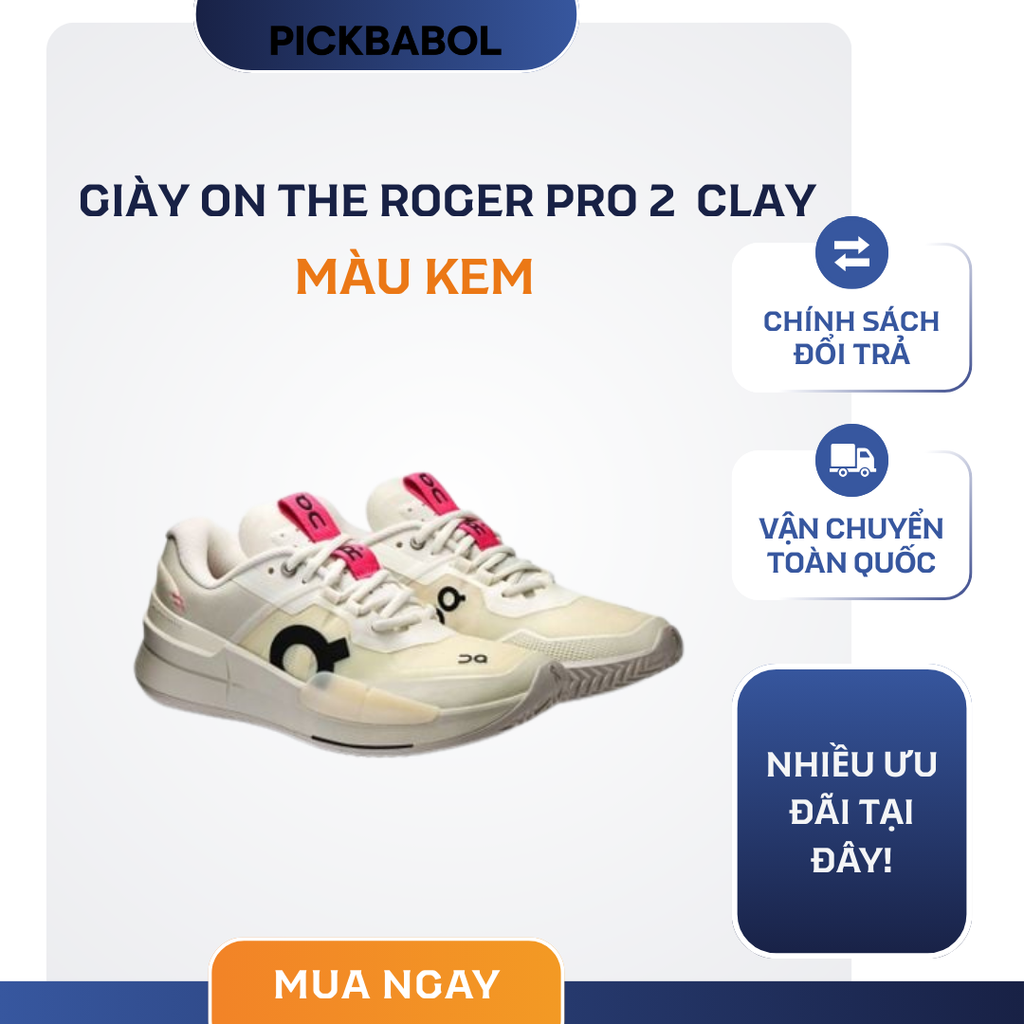  Giày ON The Roger Pro 2  Clay - Màu trắng hồng 
