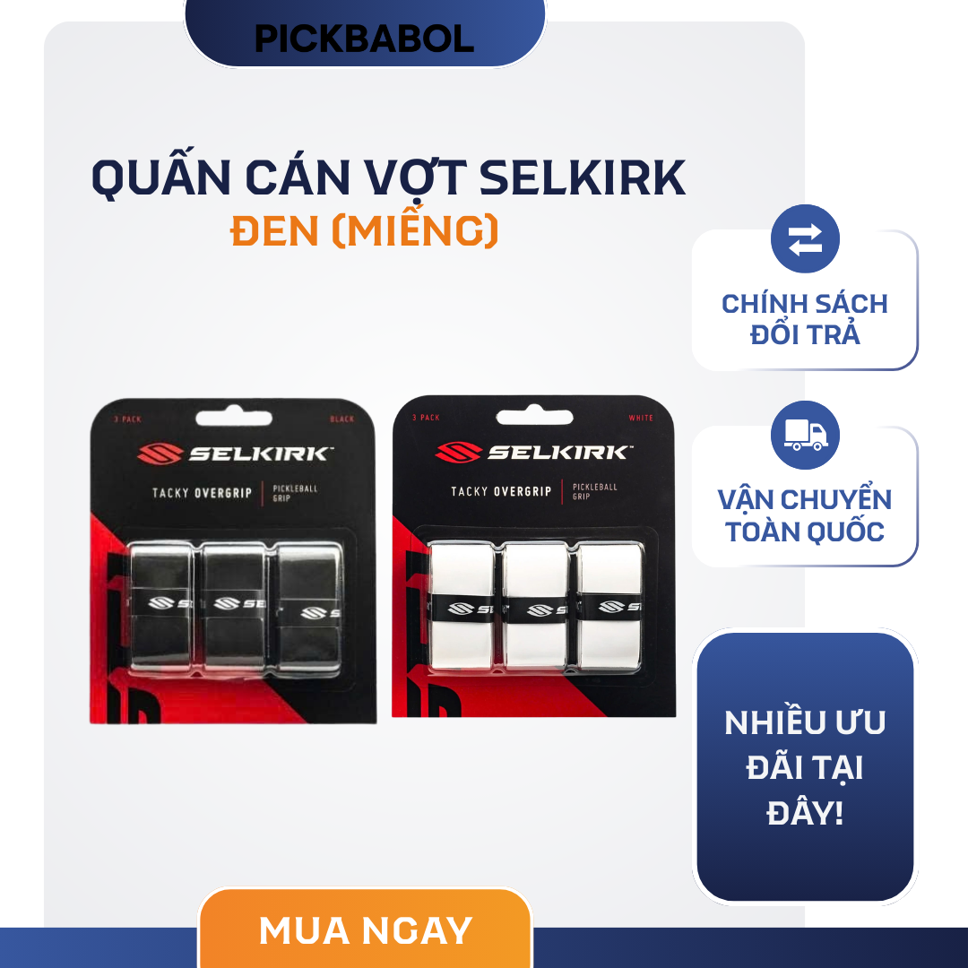  Quấn cán vợt Selkirk (Miếng 2 màu Trắng/đen) 