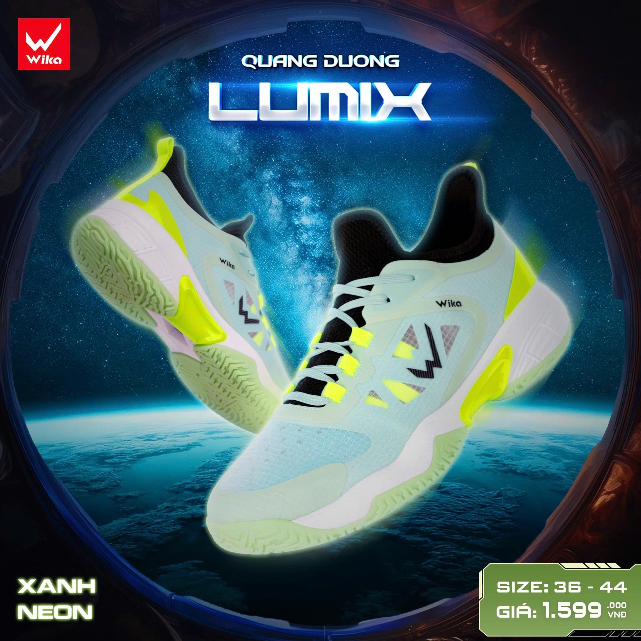  Giày thể thao Wika Lumix - Xanh neon 