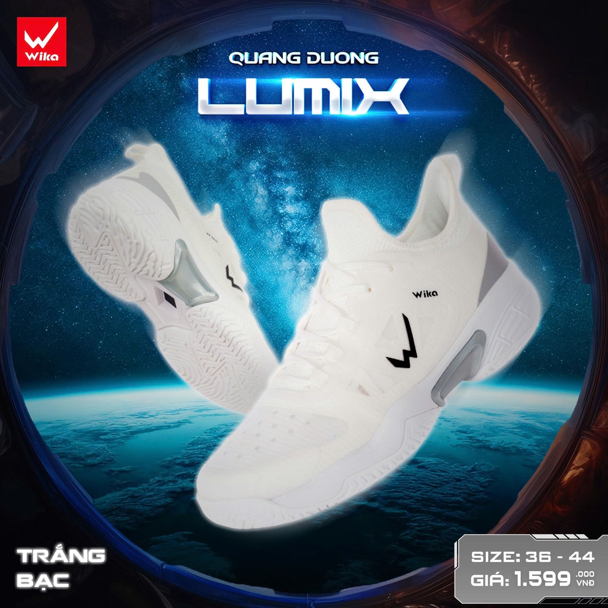  Giày thể thao Wika Lumix - Trắng bạc 