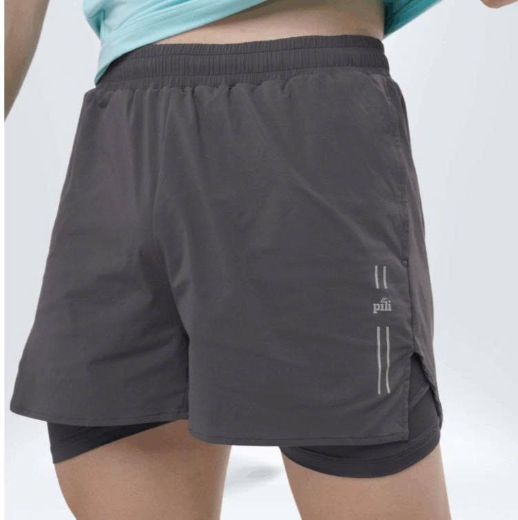  Quần Short Nam Trên Gối Running 2 Lớp - Xám đậm 
