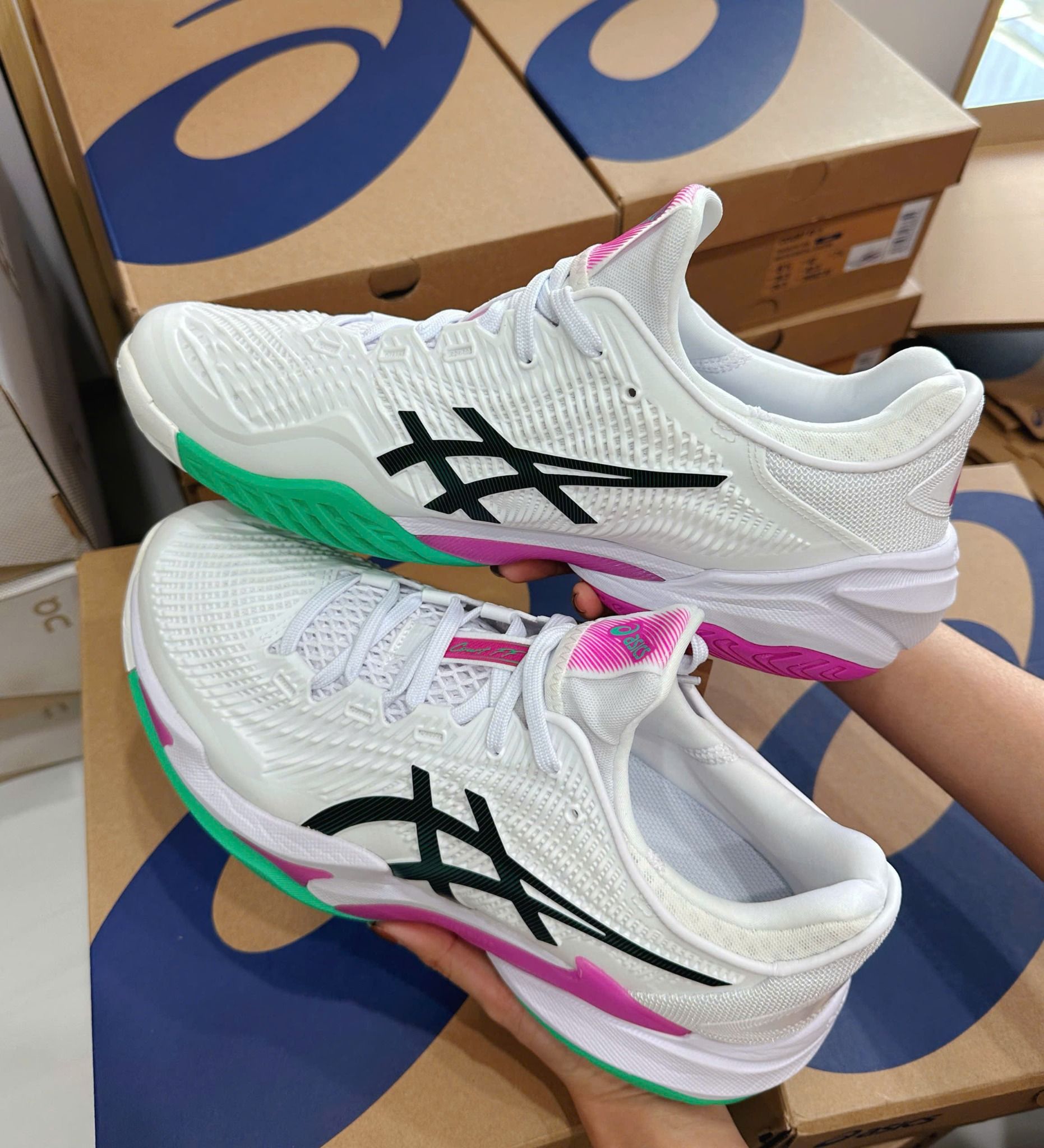  Giày Asics Court FF3 WHITE/DIGITAL SAKURA 