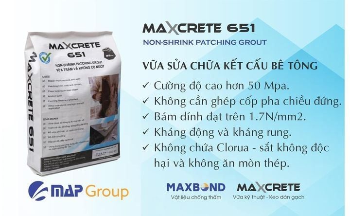  MAXCRETE 651 - 25Kg Vữa trám và không co ngót 