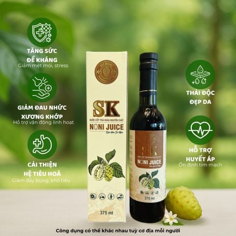 Nước Cốt Nhàu Nguyên Chất SK NONI 375 ml TĂNG ĐỀ KHÁNG, GIẢM ĐAU NHỨC, HỖ TRỢ ĐẸP DA