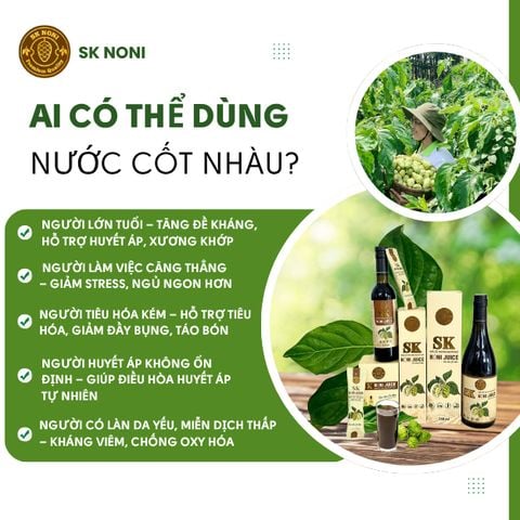 Nước Cốt Nhàu SK NONI gói tiện lợi giúp BẢO VỆ SỨC KHOẺ, TĂNG ĐỀ KHÁNG, GIẢM ĐAU NHỨC, HỖ TRỢ ĐẸP DA
