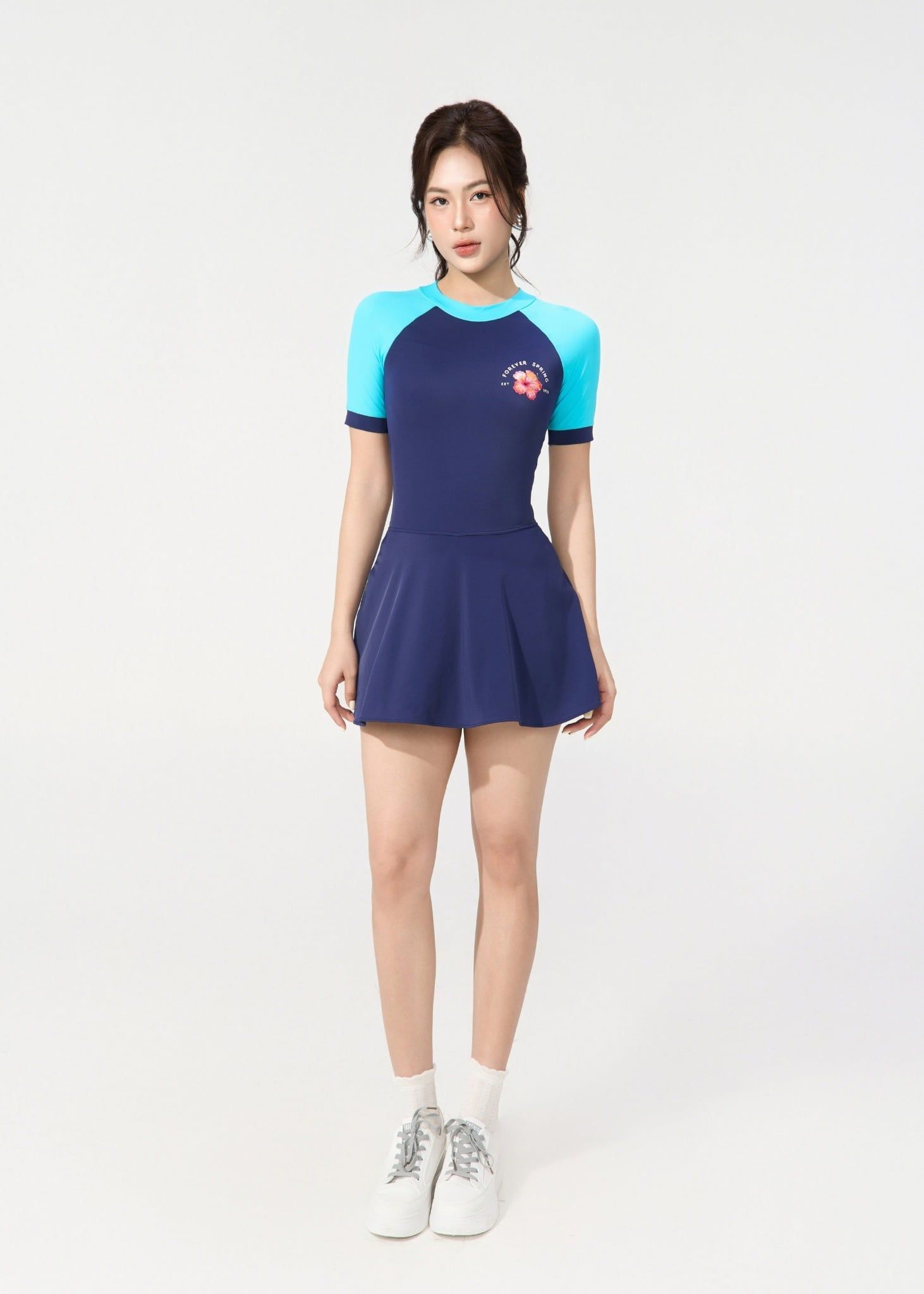  ĐỒ BƠI NỮ XUÂN THU SWIM MỘT MẢNH DÁNG VÁY CHỐNG NẮNG VK54 