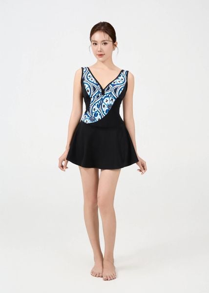 ĐỒ BƠI NỮ XUÂN THU SWIM MỘT MẢNH DÁNG VÁY PHỐI HOẠ TIẾT KIỂU VK07