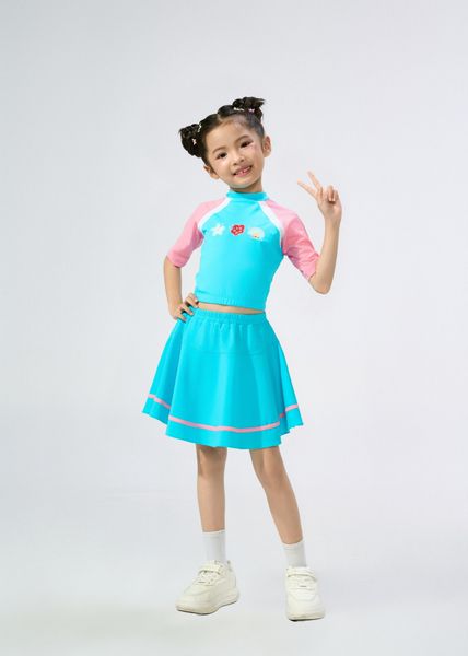 ĐỒ BƠI BÉ GÁI XUÂN THU SWIM HAI MẢNH CHÂN VÁY RỜI HOẠ TIẾT DỄ THƯƠNG LBDTE04