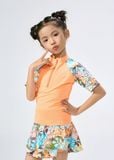  ĐỒ BƠI BÉ GÁI XUÂN THU SWIM HAI MẢNH CHÂN VÁY RỜI PHỐI HOA DỄ THƯƠNG LBDTE03 