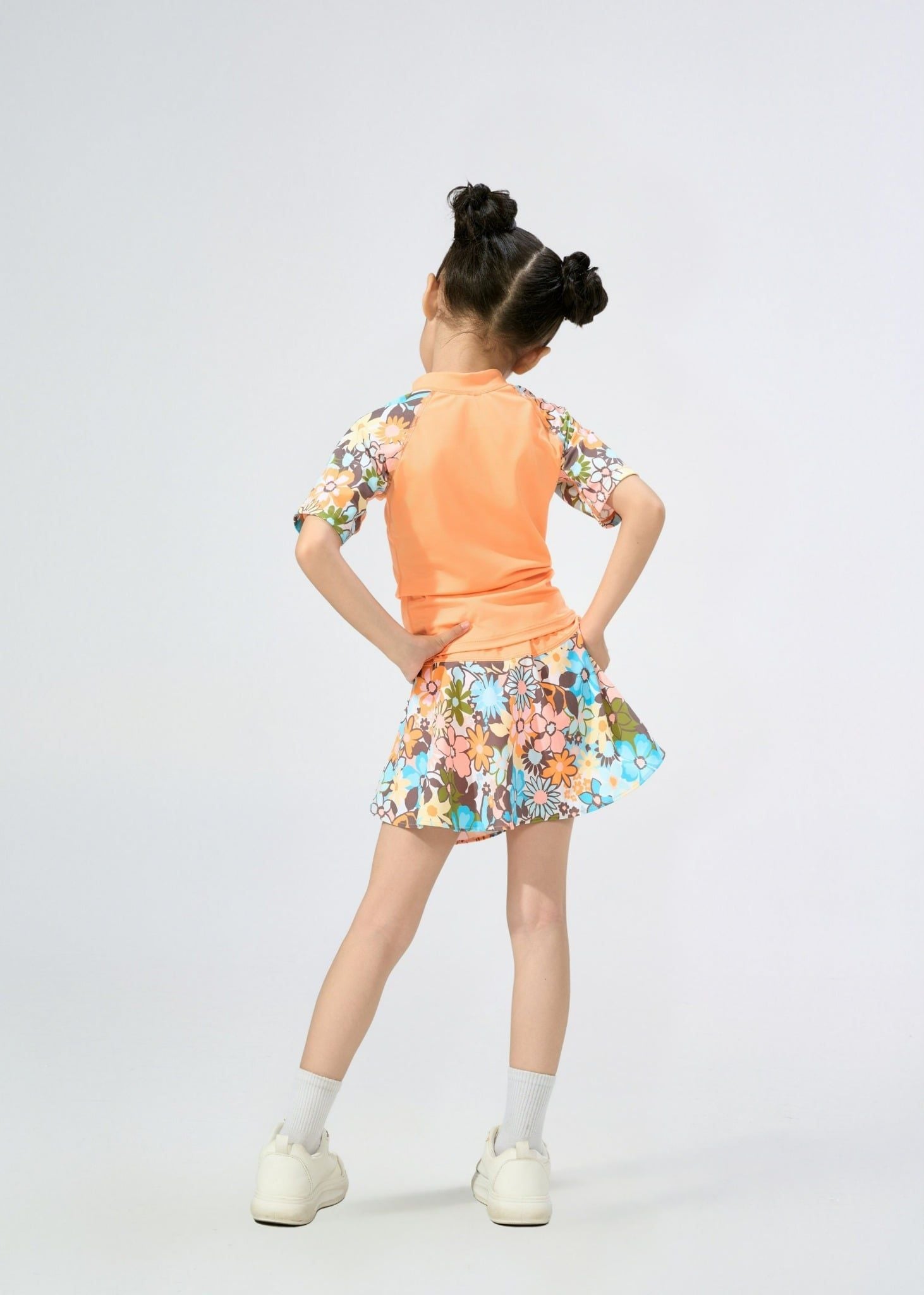  ĐỒ BƠI BÉ GÁI XUÂN THU SWIM HAI MẢNH CHÂN VÁY RỜI PHỐI HOA DỄ THƯƠNG LBDTE03 