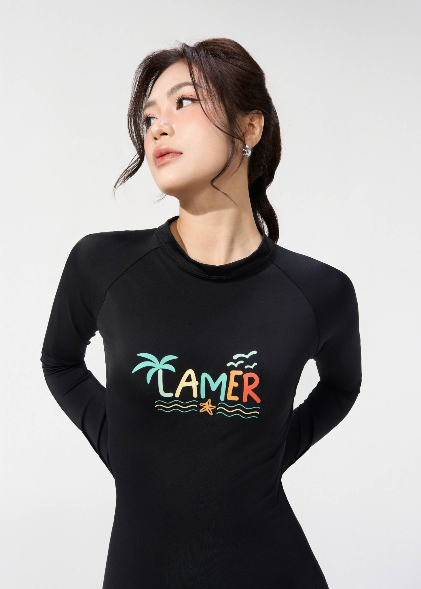  ĐỒ BƠI NỮ XUÂN THU SWIM MỘT MẢNH TAY DÀI CHỐNG NẮNG PHỐI HOẠ TIẾT MK05 