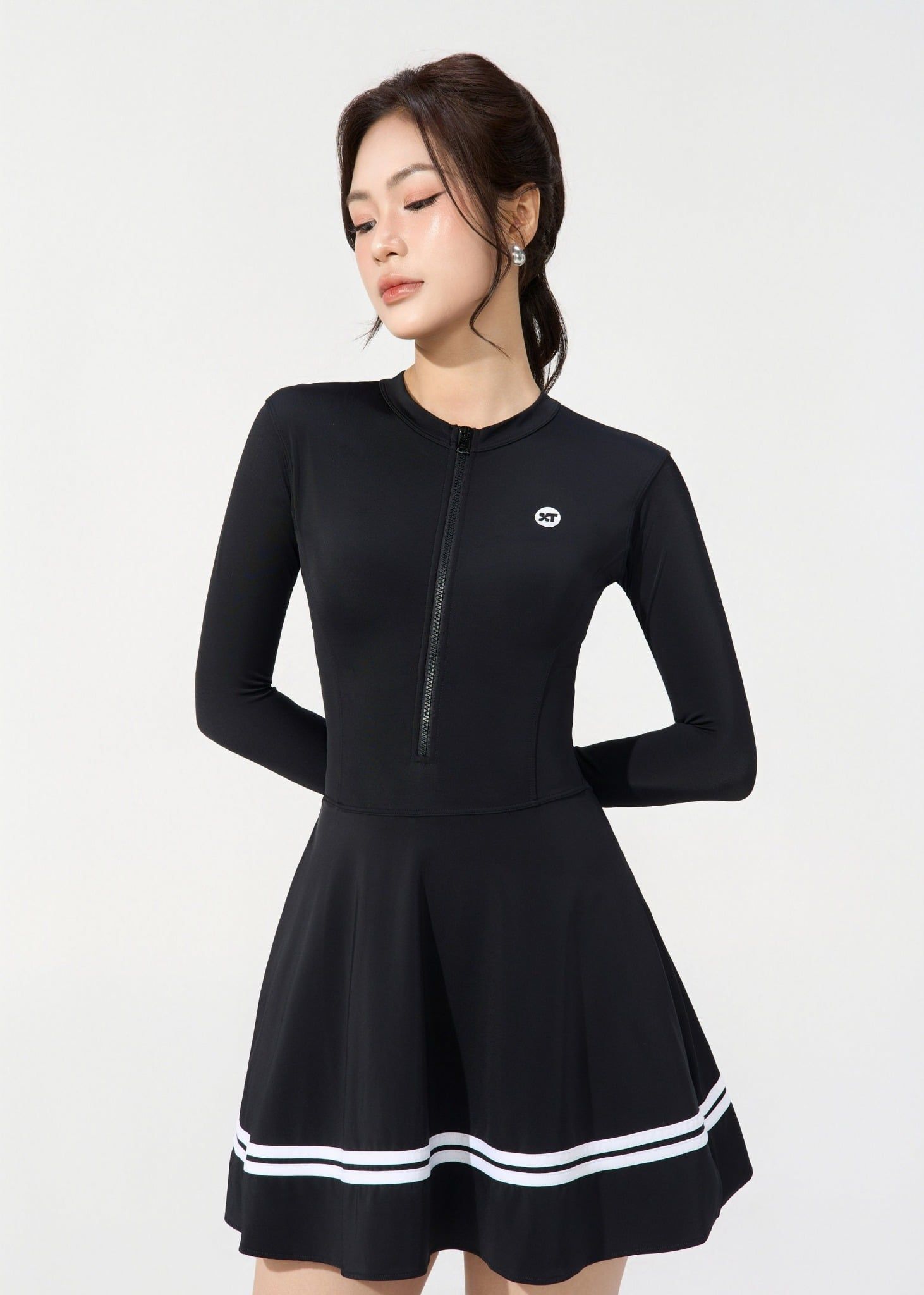  ĐỒ BƠI NỮ XUÂN THU SWIM MỘT MẢNH DÁNG VÁY TAY DÀI CHỐNG NẮNG VK49 