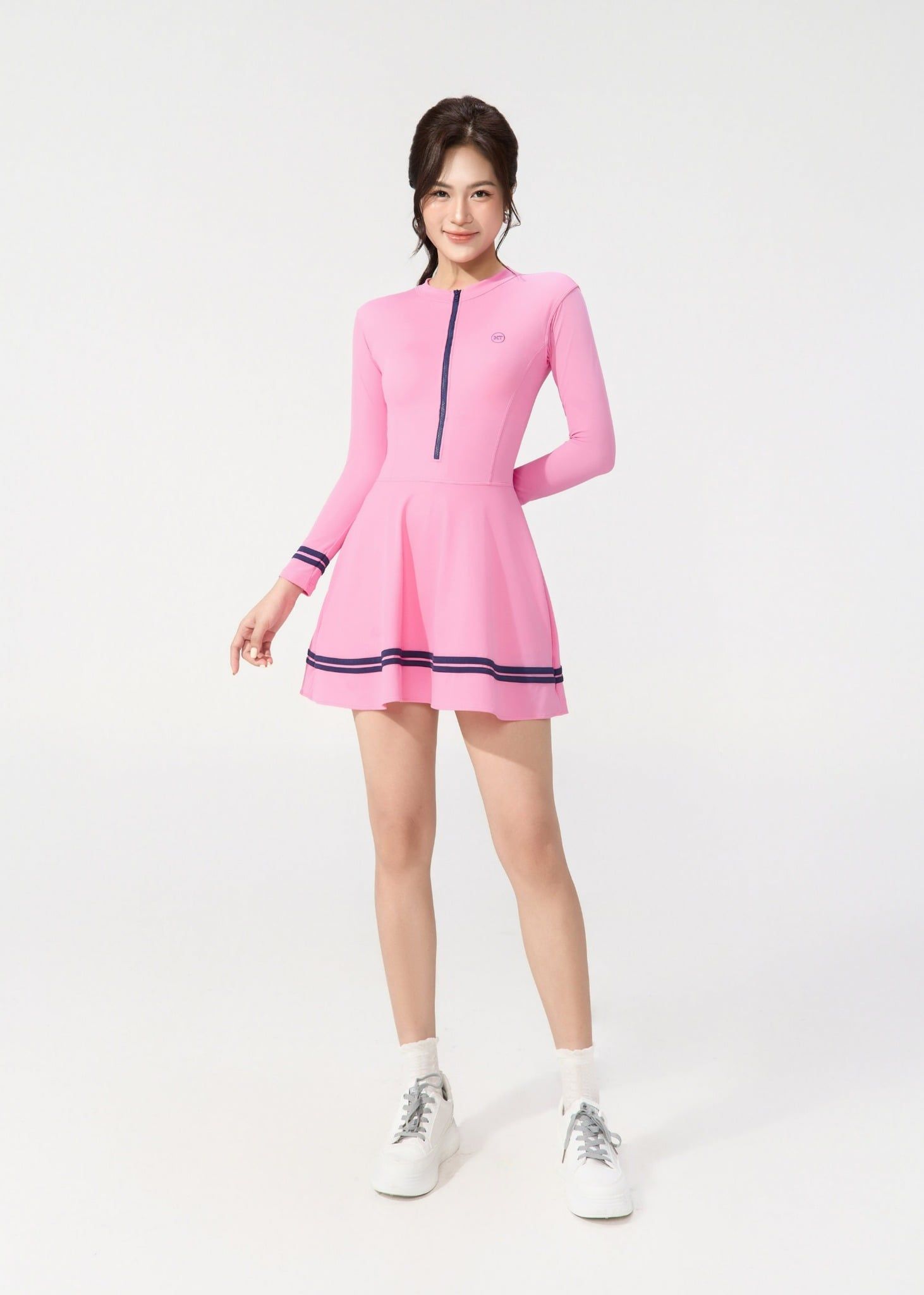  ĐỒ BƠI NỮ XUÂN THU SWIM MỘT MẢNH DÁNG VÁY TAY DÀI CHỐNG NẮNG VK49 