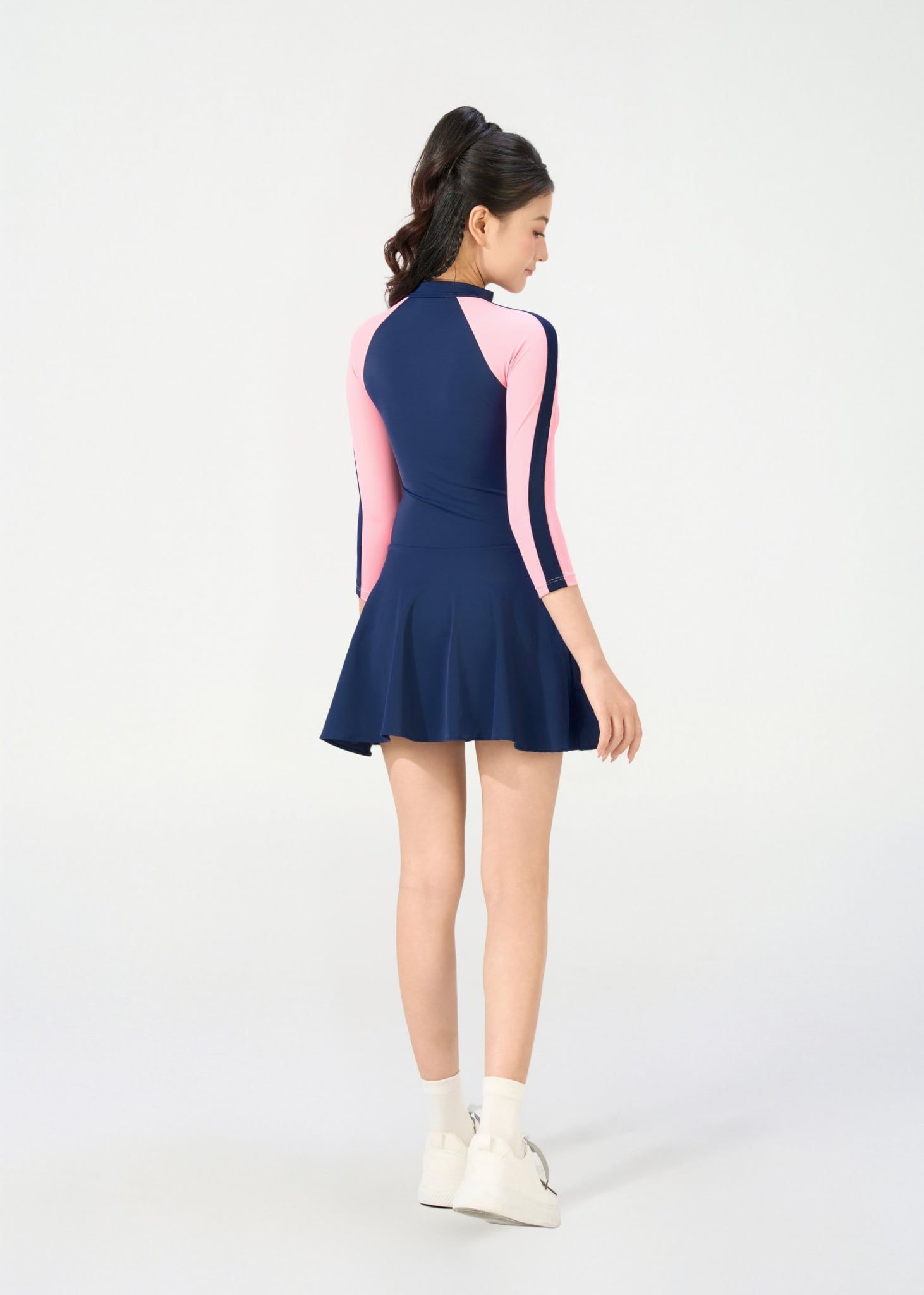  ĐỒ BƠI NỮ XUÂN THU SWIM MỘT MẢNH TAY DÀI DÁNG VÁY CHỐNG NẮNG VK55 