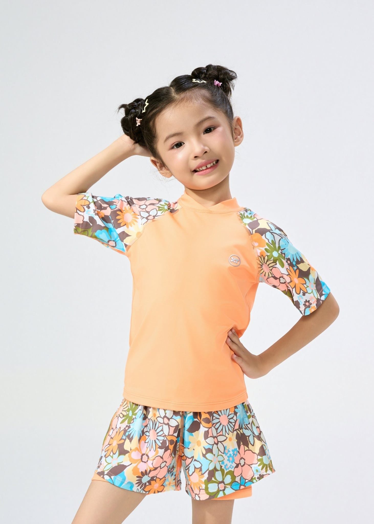  ĐỒ BƠI BÉ GÁI XUÂN THU SWIM HAI MẢNH QUẦN SHORT RỜI 2 LỚP PHỐI HOA DỄ THƯƠNG SRTE02 