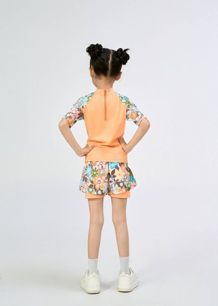 ĐỒ BƠI BÉ GÁI XUÂN THU SWIM HAI MẢNH QUẦN SHORT RỜI 2 LỚP PHỐI HOA DỄ THƯƠNG SRTE02