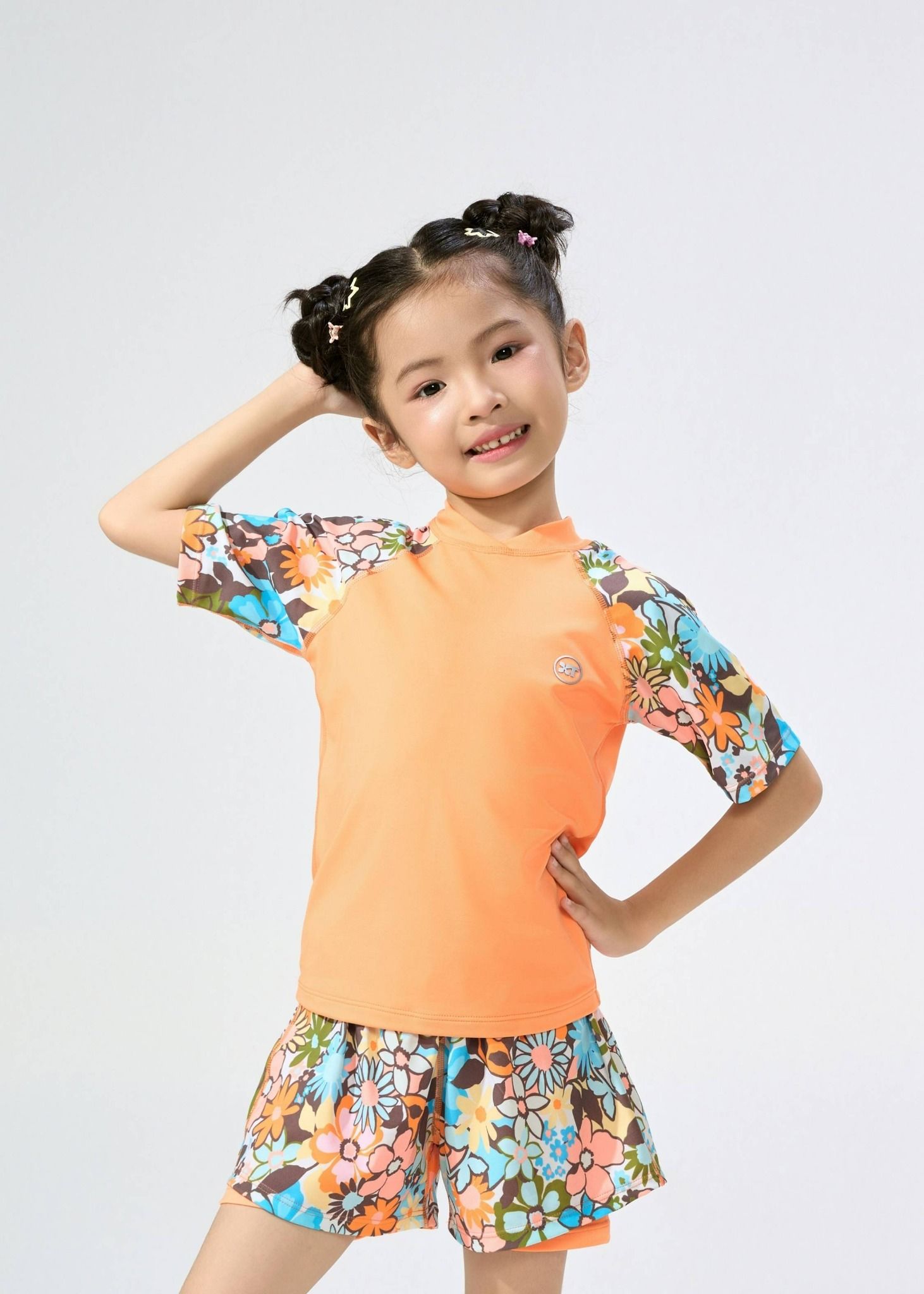  ĐỒ BƠI BÉ GÁI XUÂN THU SWIM HAI MẢNH QUẦN SHORT RỜI 2 LỚP PHỐI HOA DỄ THƯƠNG SRTE02 