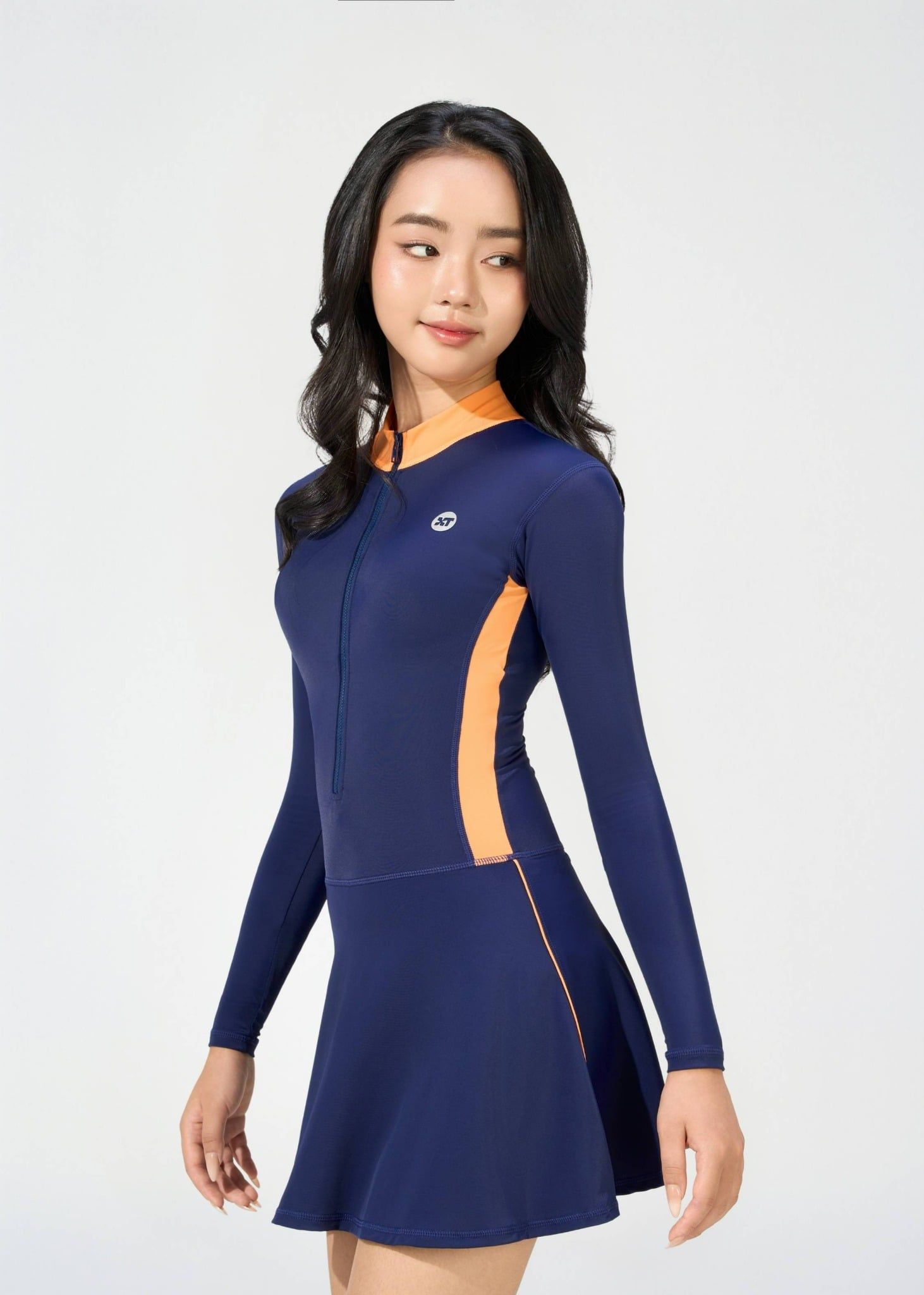  ĐỒ BƠI NỮ XUÂN THU SWIM MỘT MẢNH DÁNG VÁY TAY DÀI CHỐNG NẮNG TÔN DÁNG VK59 