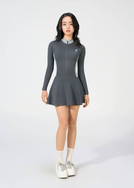 ĐỒ BƠI NỮ XUÂN THU SWIM MỘT MẢNH DÁNG VÁY TAY DÀI CHỐNG NẮNG TÔN DÁNG VK59