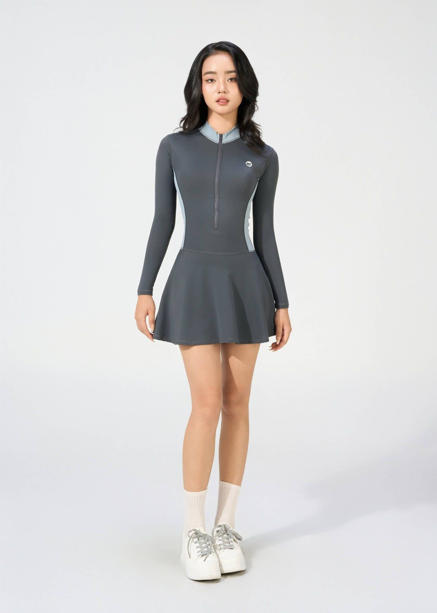  ĐỒ BƠI NỮ XUÂN THU SWIM MỘT MẢNH DÁNG VÁY TAY DÀI CHỐNG NẮNG TÔN DÁNG VK59 