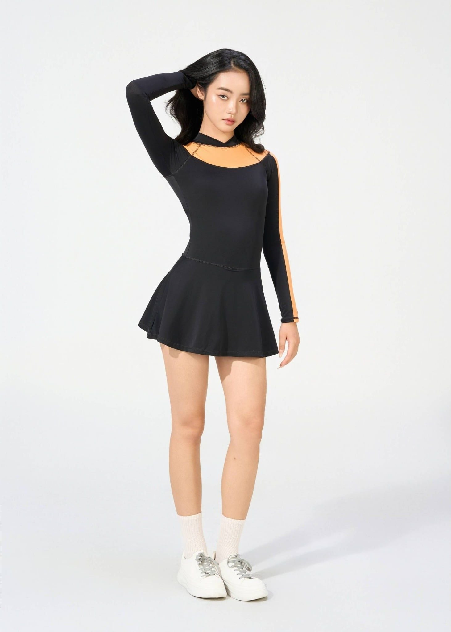  ĐỒ BƠI NỮ XUÂN THU SWIM MỘT MẢNH DÁNG VÁY TAY DÀI CHỐNG NẮNG TÔN DÁNG VK60 