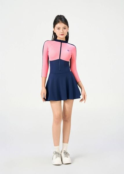 ĐỒ BƠI NỮ XUÂN THU SWIM MỘT MẢNH TAY DÀI DÁNG VÁY CHỐNG NẮNG VK55