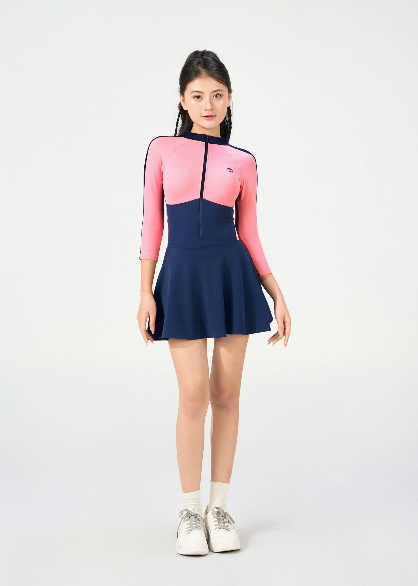  ĐỒ BƠI NỮ XUÂN THU SWIM MỘT MẢNH TAY DÀI DÁNG VÁY CHỐNG NẮNG VK55 