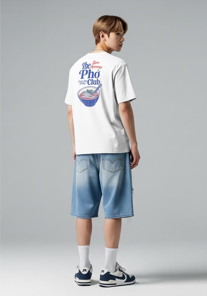 Áo thun hình in phom Boxy - SaiGon Dinner T-shirt - Đen