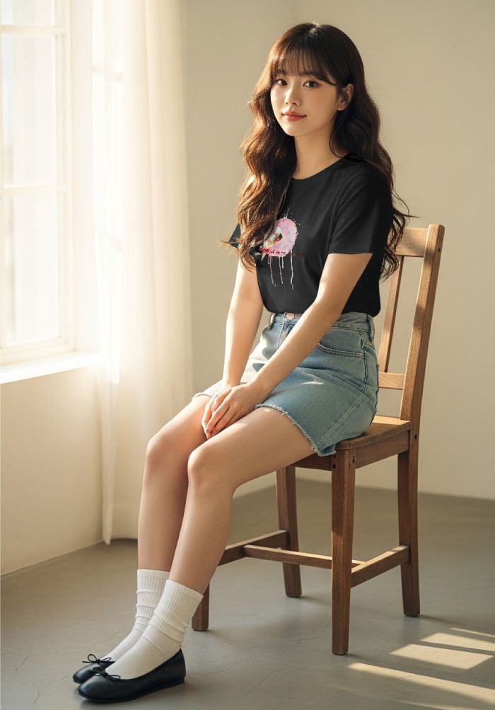 Áo thun hình in nữ - Messages of Joy, Worn with Love Collection - Đen