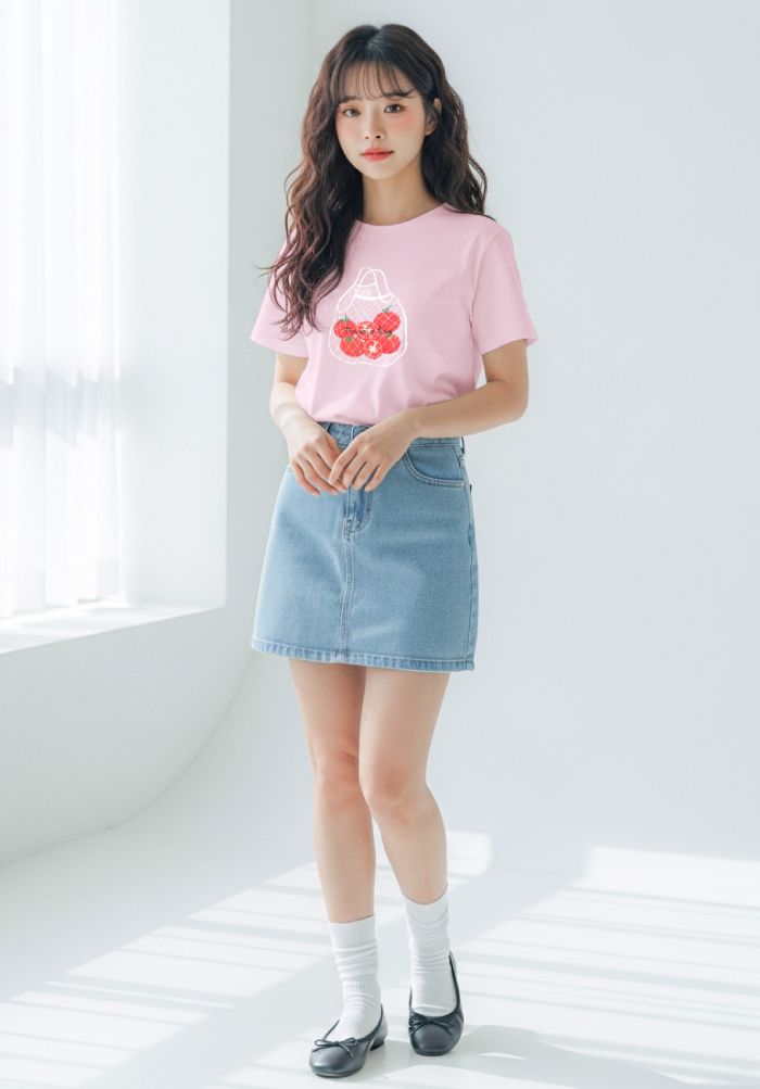 Áo thun hình in nữ - Messages of Joy, Worn with Love Collection - Hồng