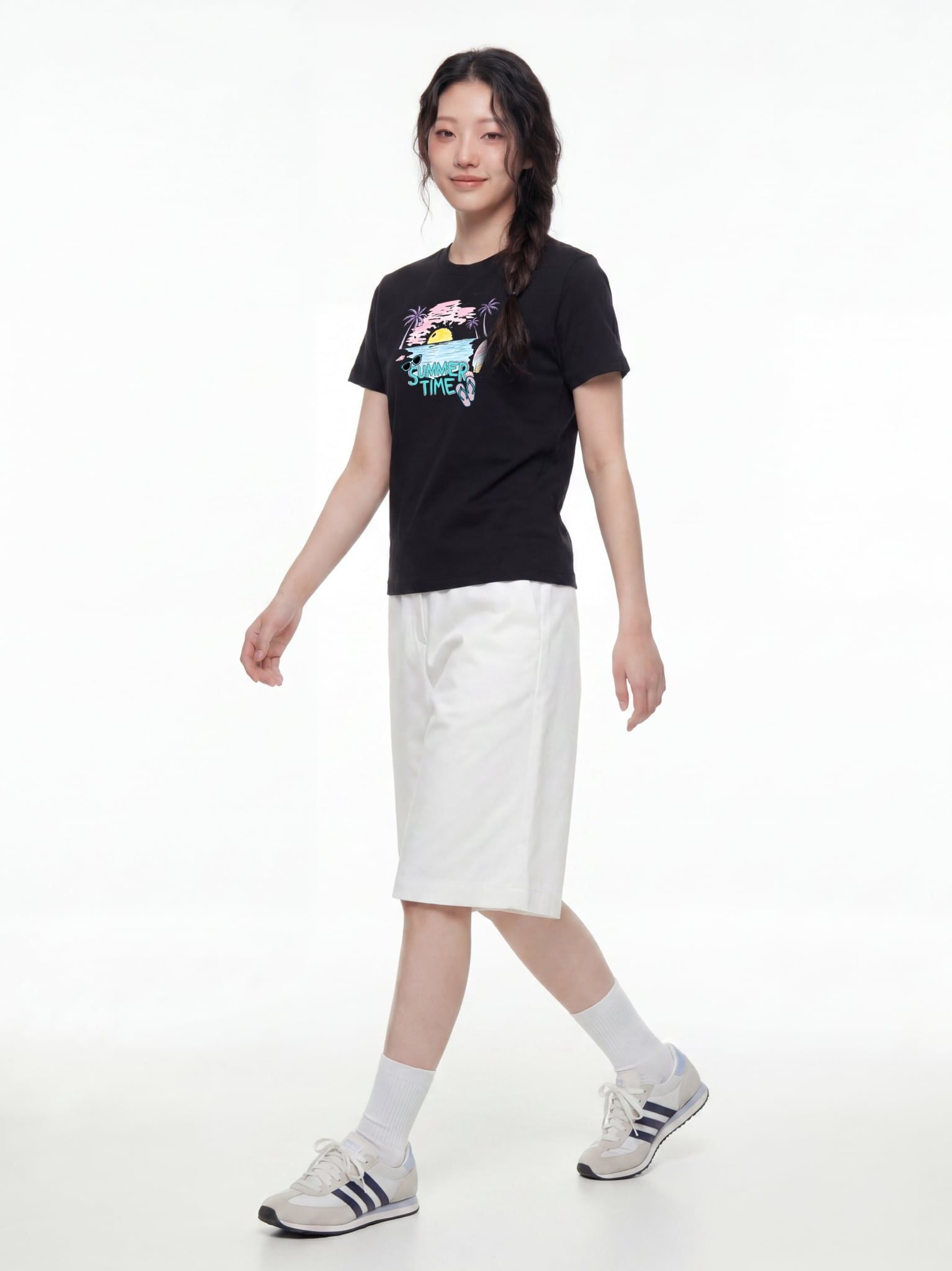 Áo Thun Baby Fit Graphic Summer Time LIMEORANGE - Đen