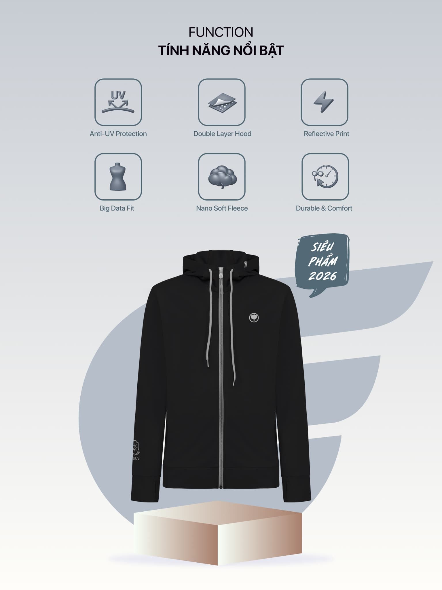 ÁO KHOÁC COTTON NAM CHỐNG NẮNG 99,8%  - HOODIE WINGS