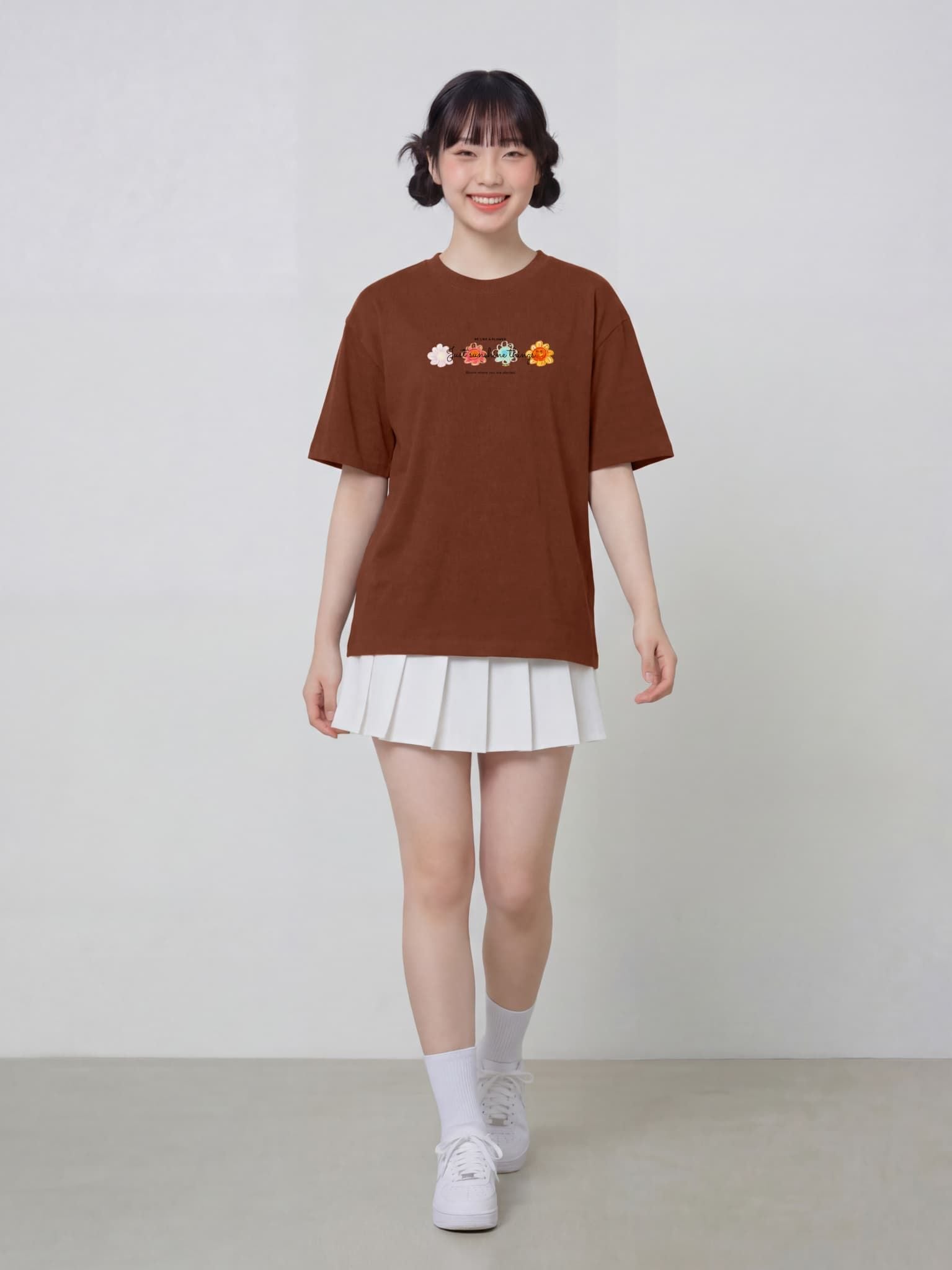 Áo Thun Nữ Regular Fit Graphic Just Sunshine Things LIMEORANGE - Nâu