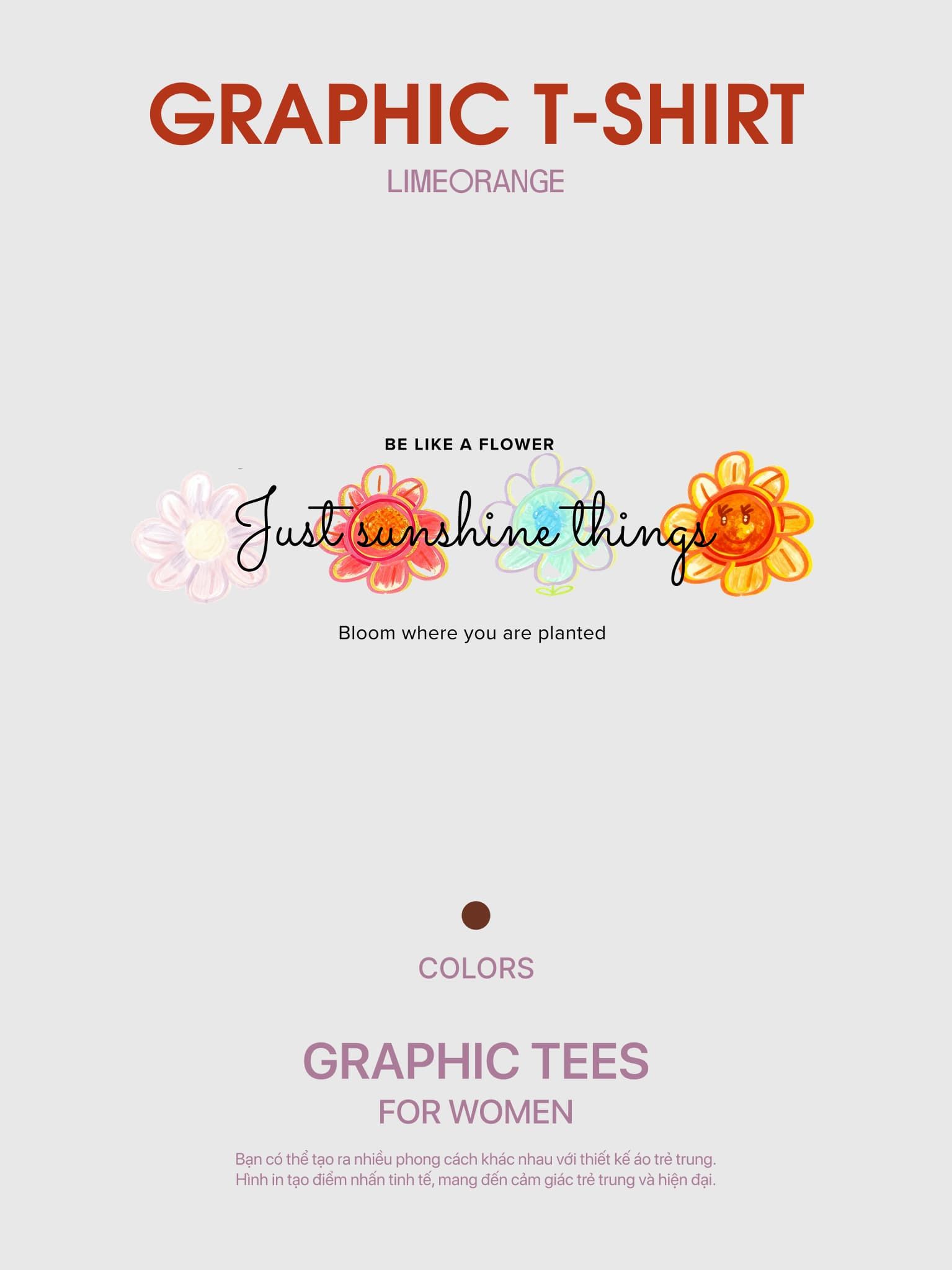 Áo Thun Nữ Regular Fit Graphic Just Sunshine Things LIMEORANGE