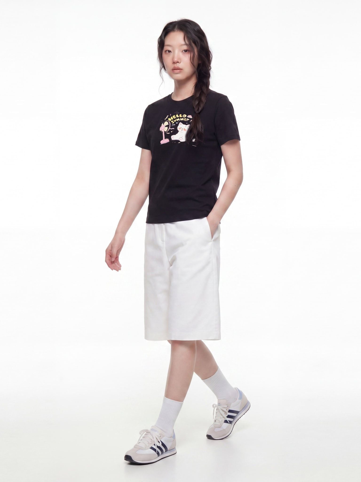 Áo Thun Boxy Fit Graphic Hello Summer LIMEORANGE - Đen