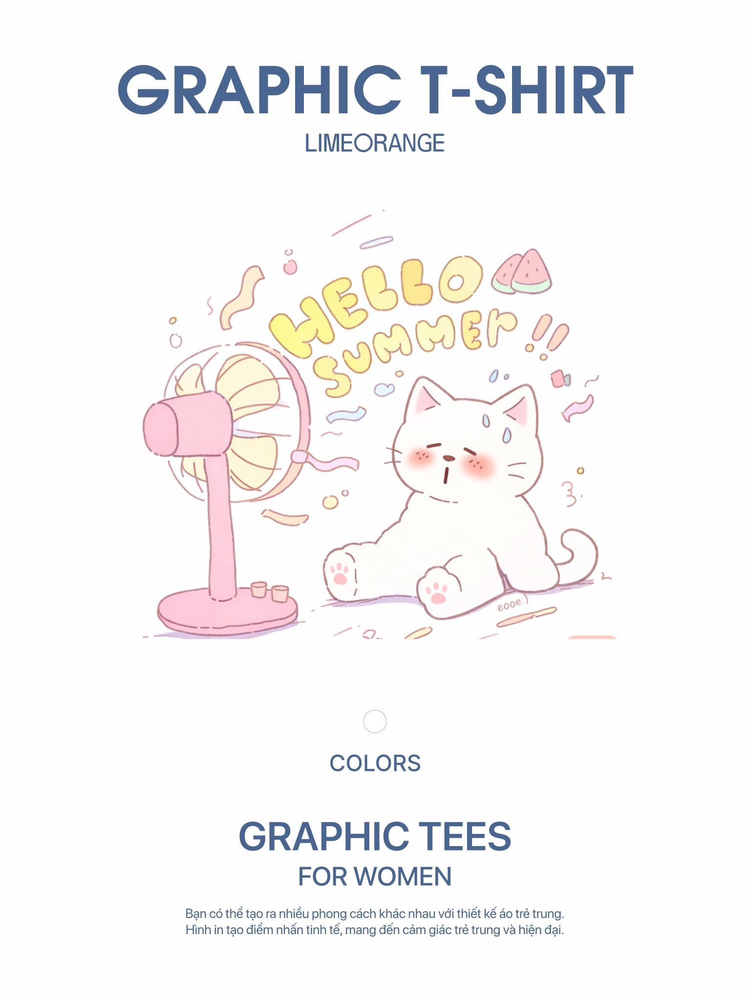 Áo Thun Boxy Fit Graphic Hello Summer LIMEORANGE