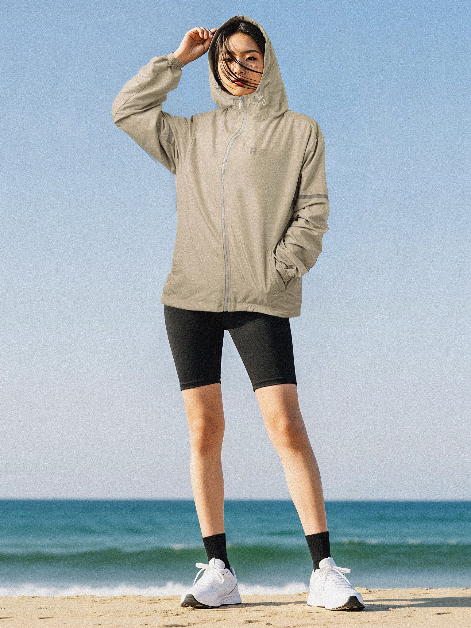 Áo khoác dù phản quang - Windstopper 8 for Women - Nâu Nhạt