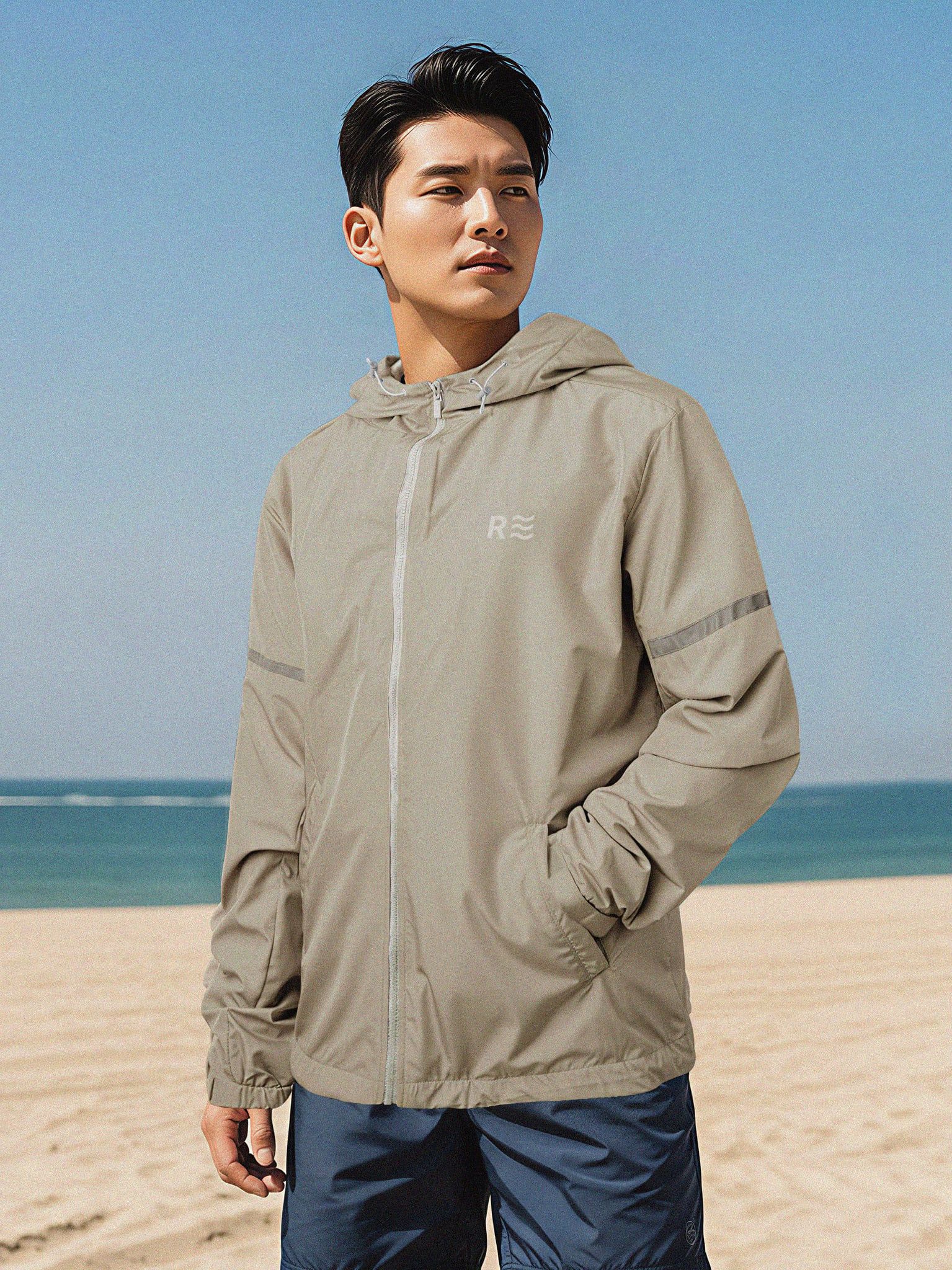 Áo khoác dù phản quang - Windstopper 8 for Men - Nâu Nhạt