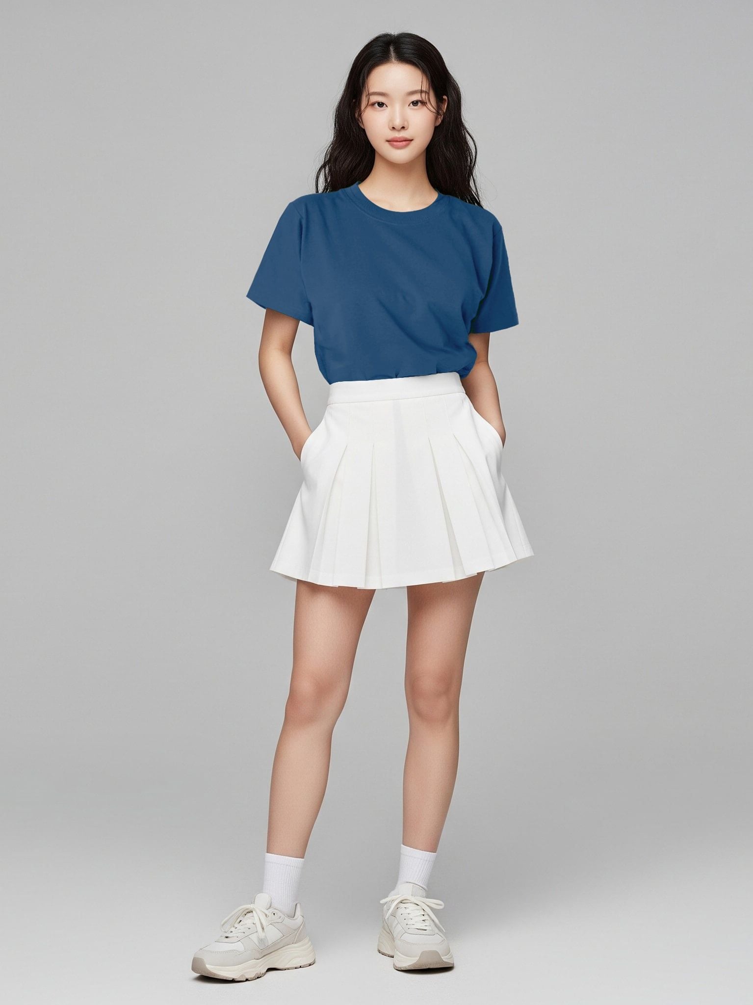 Áo Thun Nữ Trơn Baby Fit Cotton 230gsm - Baby Fit For Basic Plus 5 - Xanh Navy