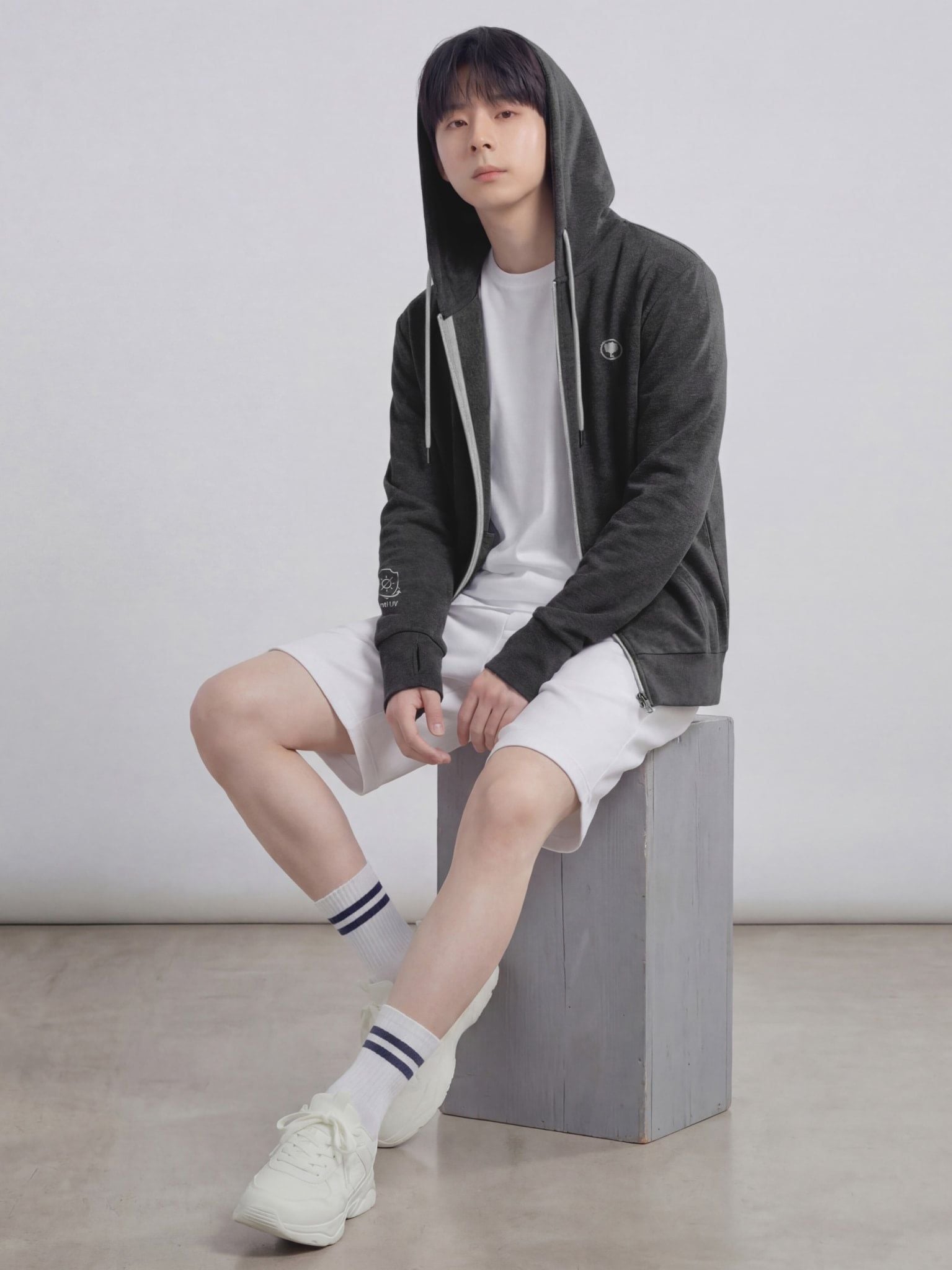 ÁO KHOÁC COTTON NAM CHỐNG NẮNG 99,95% HOODIE WINGS – LIMEORANGE - Melange Xám Đậm