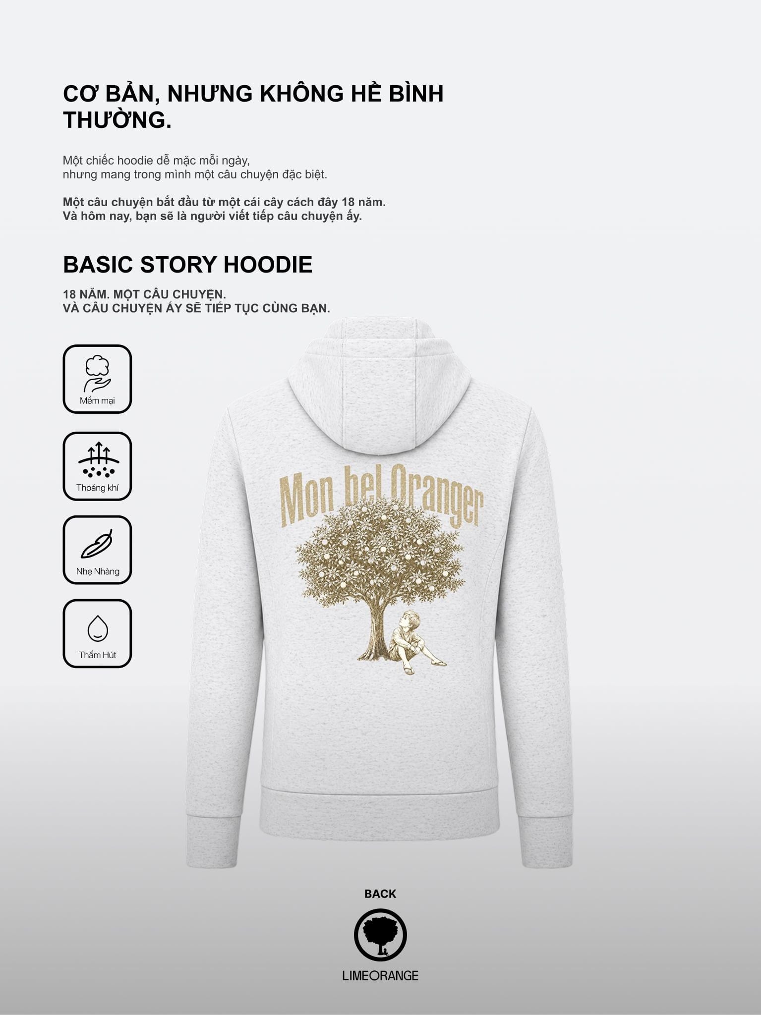 Áo Khoác Cotton Unisex form rộng BASIC STORY HOODIE