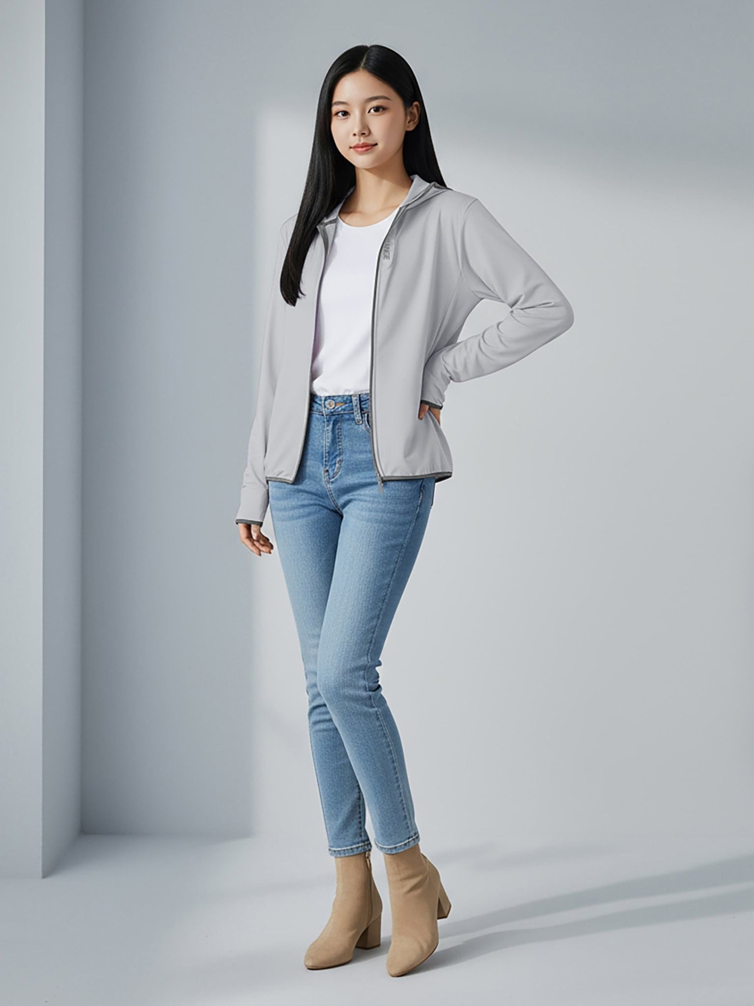 Áo khoác siêu nhẹ chặn tia UV - AIR HOODIE 7 - Xám Nhạt