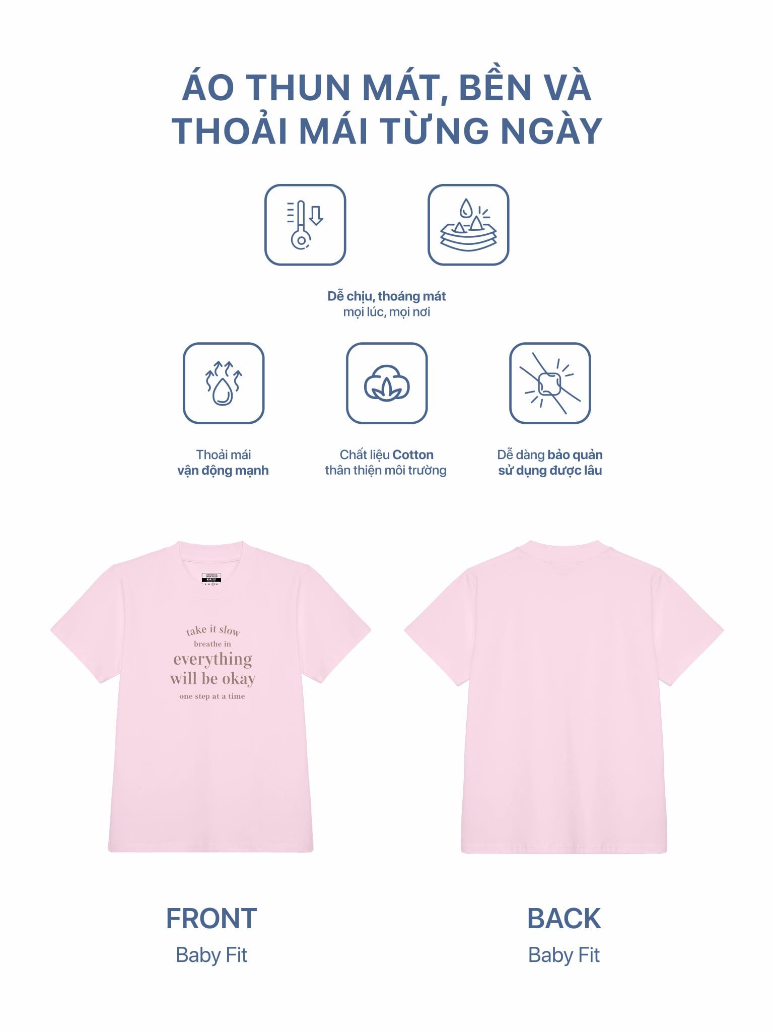 Áo Thun Baby Fit Graphic Everything Will Be Okay LIMEORANGE