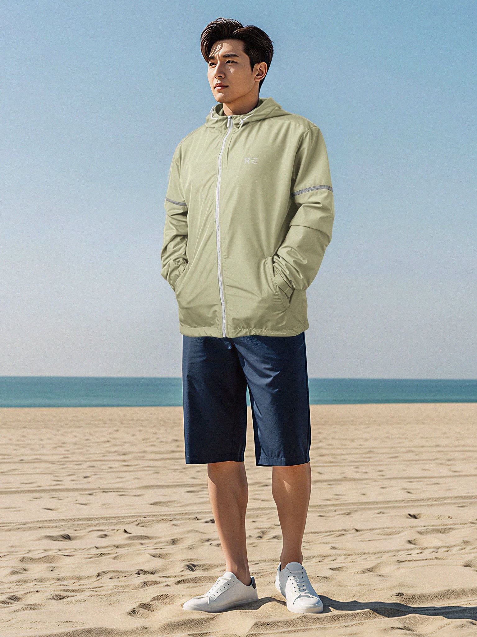 Áo khoác dù phản quang - Windstopper 8 for Men - Xanh Lá Nhạt
