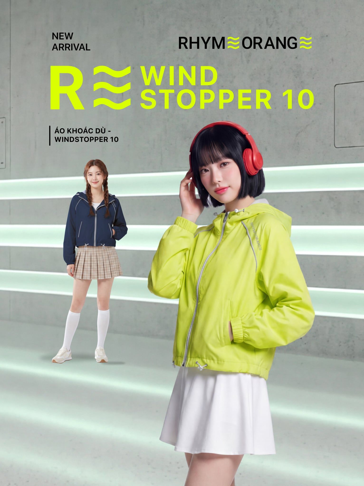 Áo Khoác Dù Nữ Dáng Lửng Chống Nắng Trượt Nước Windstopper 10 LIMEORANGE