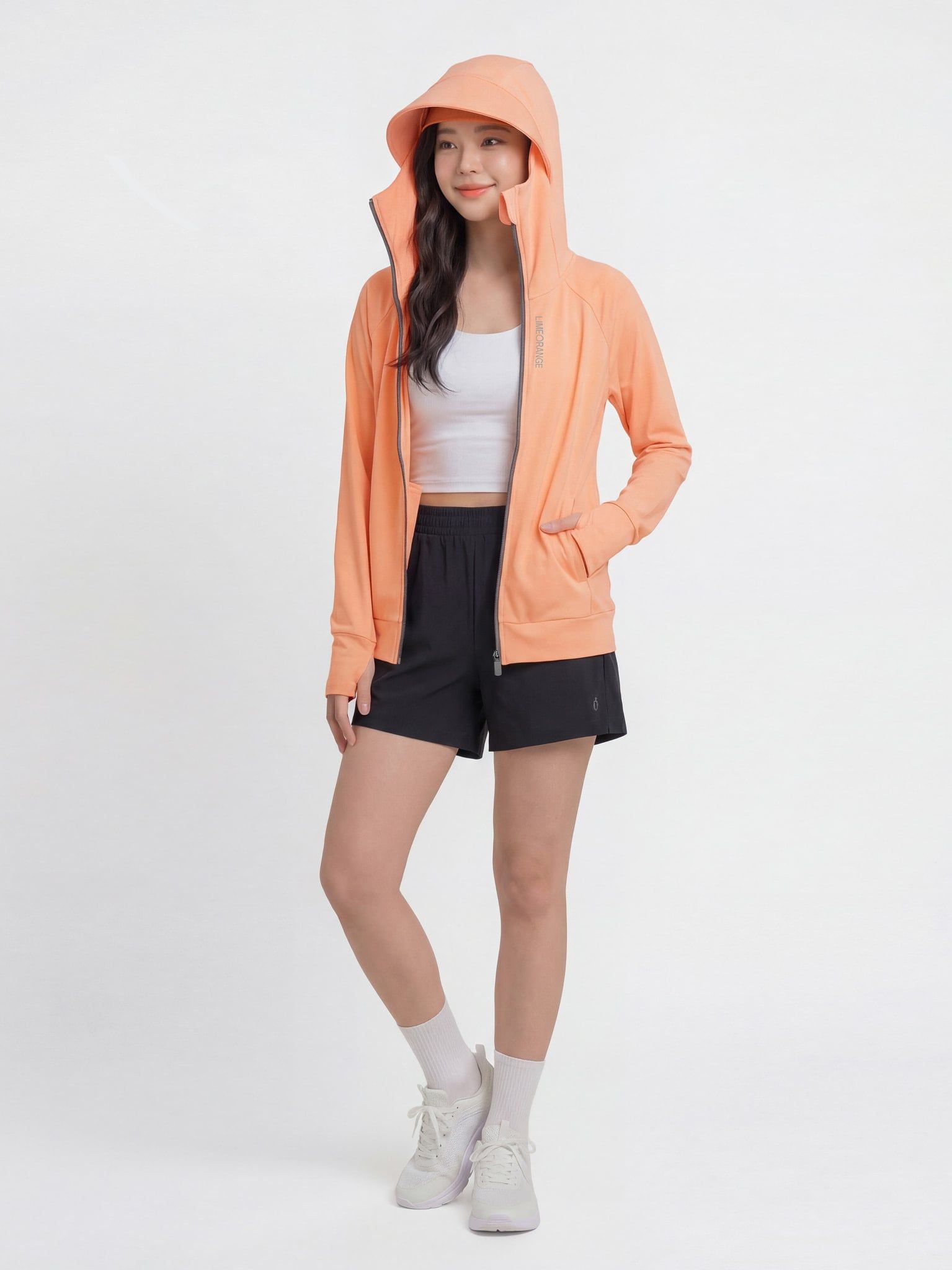 Áo khoác chống nắng chống tia UV - UV SUNSCREEN HOODIE - Cam Nhạt